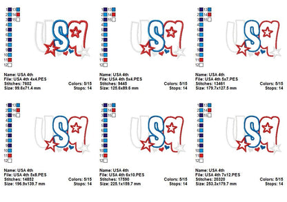 🎆 Sparkling USA Pride ✨ – Applique – Machine Embroidery Design