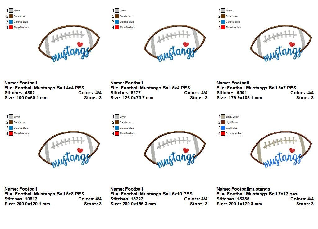 Mustangs Football Script - Satin Stitch – Machine Embroidery Design
