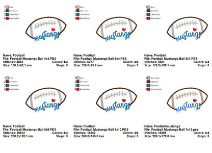 Mustangs Football Script - Satin Stitch – Machine Embroidery Design