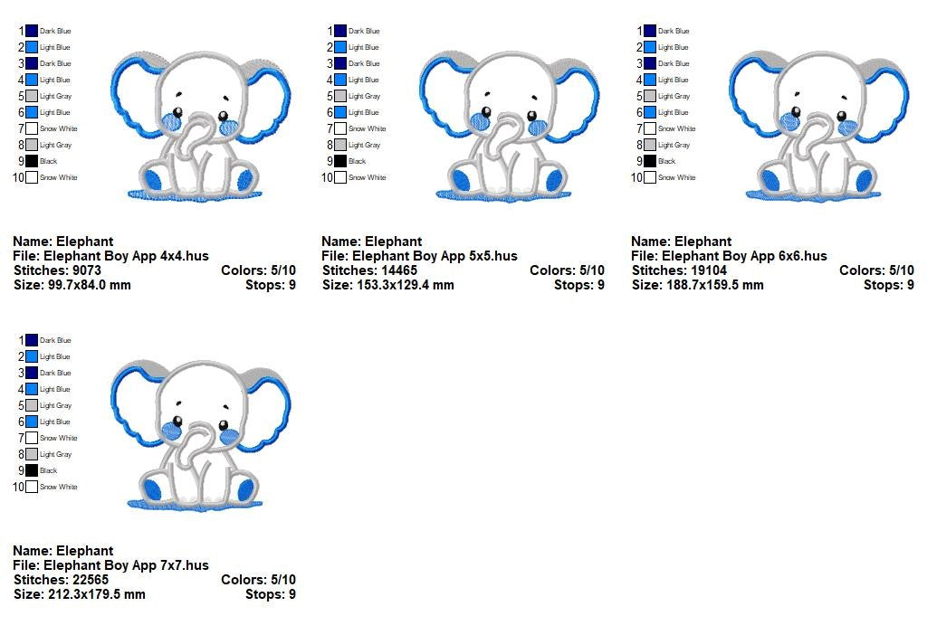 Cute Elephant Boy – Appliqué – Machine Embroidery Design