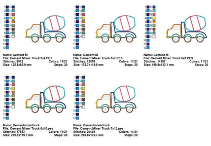 Cement Mixer Truck - Appliqué - Machine Embroidery Design