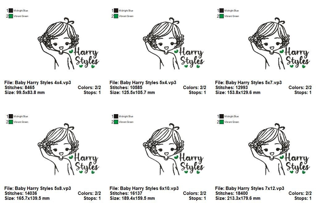 Cute Baby Harry Styles - Satin Stitch - Machine Embroidery Design