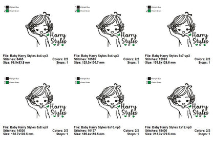Cute Baby Harry Styles - Satin Stitch - Machine Embroidery Design
