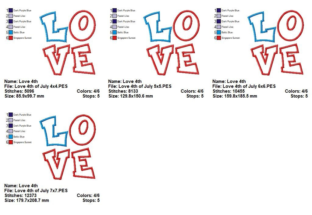 Patriotic LOVE - Appliqué - Machine Embroidery Design