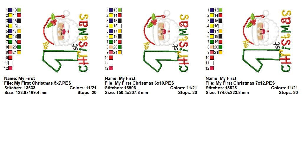 First Christmas – Appliqué – Machine Embroidery Design