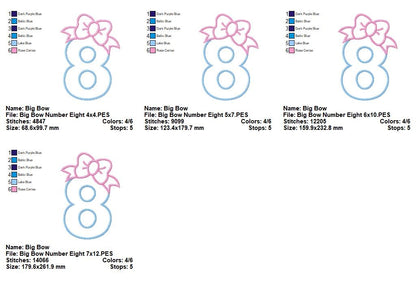 Big Bow Numbers Set 0–9 – Appliqué – Machine Embroidery Design