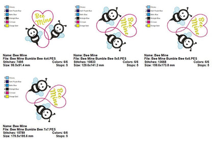 Bee Mine Bumble Bees – Appliqué – Machine Embroidery Design