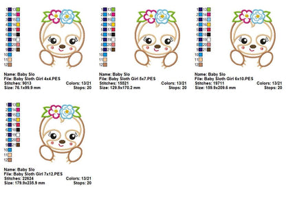 Baby Sloth Girl & Boy – Appliqué – Machine Embroidery Design