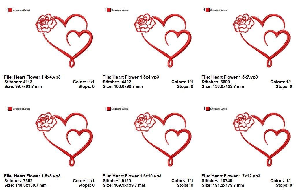 Forever Blooming Hearts - Satin Stitch - Machine Embroidery Design