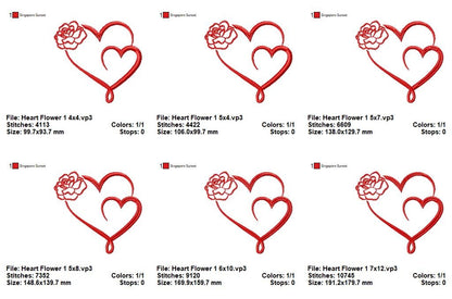 Forever Blooming Hearts - Satin Stitch - Machine Embroidery Design