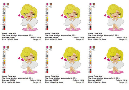 Cute Blonde Glam Girl - Fill Stitch - Machine Embroidery Design