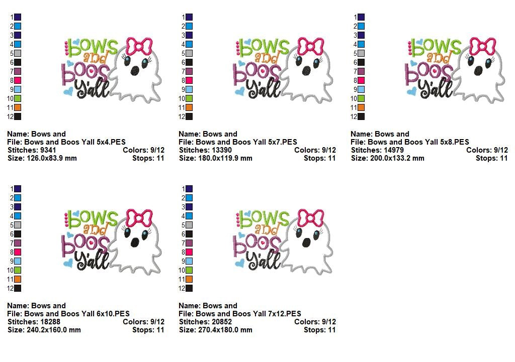 Bows and Boos Y’all – Appliqué – Machine Embroidery Design