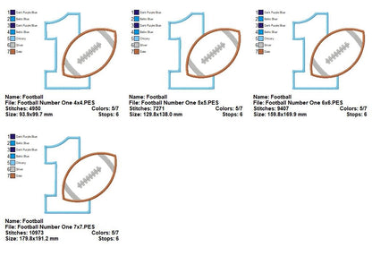 Football Birthday Numbers Collection - Applique - Machine Embroidery Design