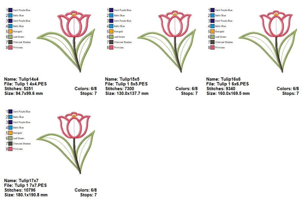 Sweet Tulip Garden Duo – Appliqué – Machine Embroidery Design