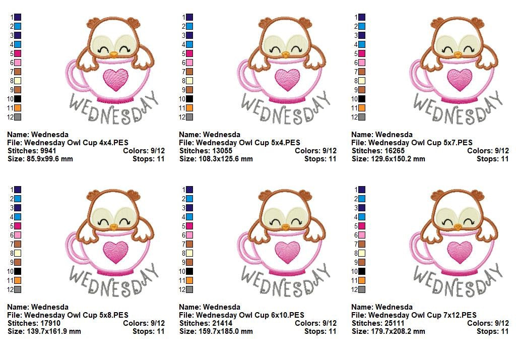 Cozy Cup Days of the Week Collection - Appliqué - Machine Embroidery Design