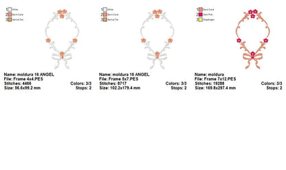 Sweet Blossom Ribbon Frame - Satin Stitch - Machine Embroidery Design