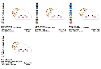 Sweet Sunshine and Cloud - Appliqué - Machine Embroidery Design