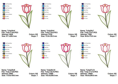Sweet Tulip Garden Duo – Appliqué – Machine Embroidery Design