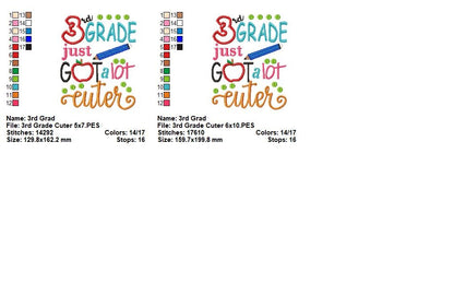 3rd Grade Cutie - Appliqué - Machine Embroidery Design