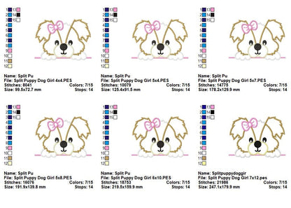 Split Puppy Dog Girl - Appliqué - Machine Embroidery Design