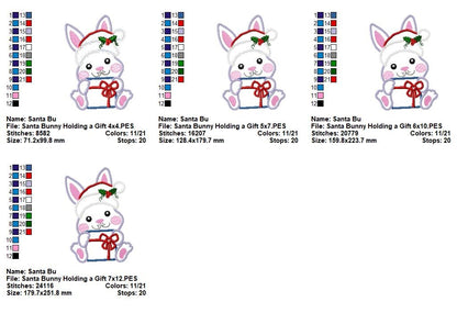 Santa's Sweet Bunny Surprise - Appliqué - Machine Embroidery Design