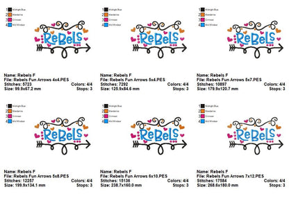 Rebels Fun Arrows - Satin Stitch - Machine Embroidery Design