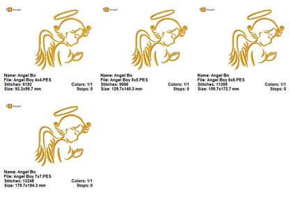 Praying Angel Boy - Satin Stitch - Machine Embroidery Design