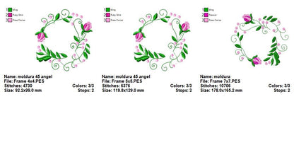 Enchanted Floral Wreaths - Satin Stitch - Machine Embroidery Design