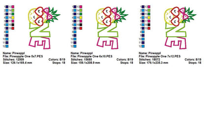 Sweet Pineapple Birthday One - Applique - Machine Embroidery Design