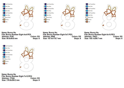 Bunny Birthday Eight - Applique – Machine Embroidery Design
