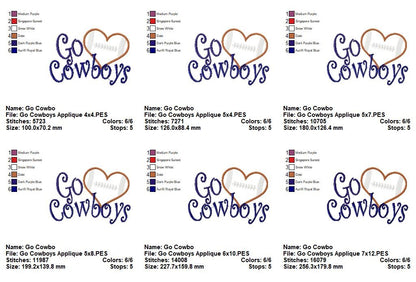 Go Cowboys – Appliqué – Machine Embroidery Design