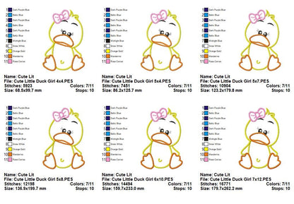 Sweet Little Duck Girl - Appliqué - Machine Embroidery Design