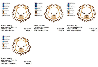 Sweet Lion Face – Appliqué – Machine Embroidery Design