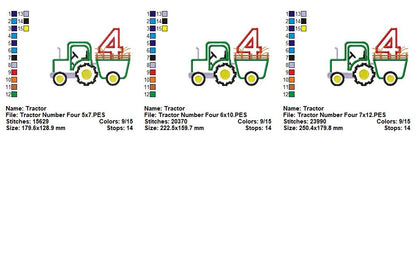 Farm Tractor Number Four – Appliqué – Machine Embroidery Design