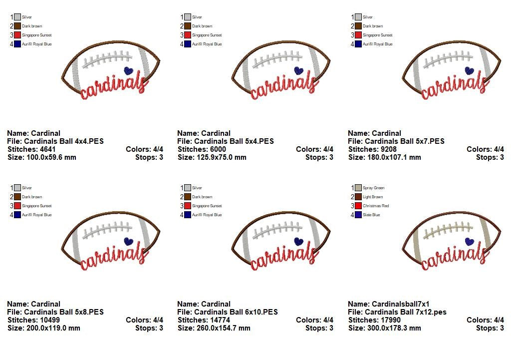 Cardinals Football Name – Satin Stitch – Machine Embroidery Design