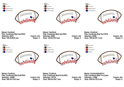 Cardinals Football Name – Satin Stitch – Machine Embroidery Design