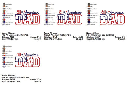 All American Dad - Appliqué – Machine Embroidery Design