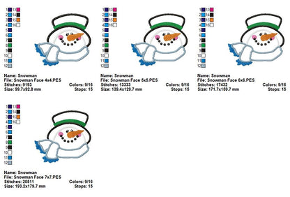 ❄️ Frosty Snowman Face ⛄ – Applique - Machine Embroidery Design
