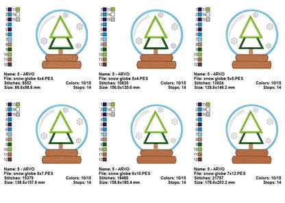 Snow Globe Christmas Tree Appliqué - Appliqué – Machine Embroidery Design
