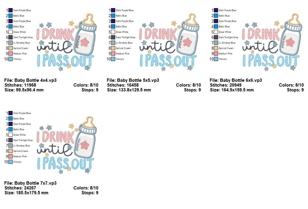 Baby Bottle Quote - Applique - Machine Embroidery Design