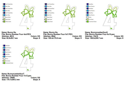 Bunny Ears Numbers Collection – Applique – Machine Embroidery Design