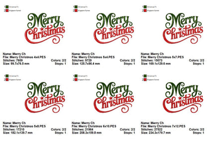 Holiday Merry Christmas Lettering Set – Satin Stitch – Machine Embroidery Design