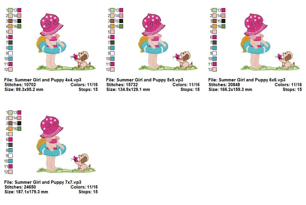 Sunny Day Friends - Fill Stitch - Machine Embroidery Design