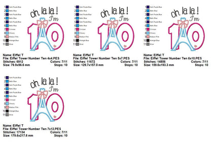 Paris Birthday Numbers Collection – Appliqué – Machine Embroidery Design
