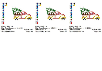 Christmas Truck with Tree - Appliqué - Machine Embroidery Design