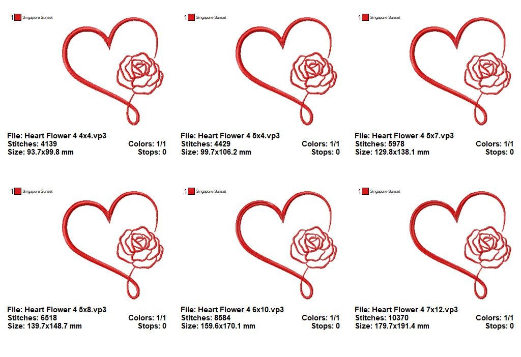 Forever Blooming Hearts - Satin Stitch - Machine Embroidery Design