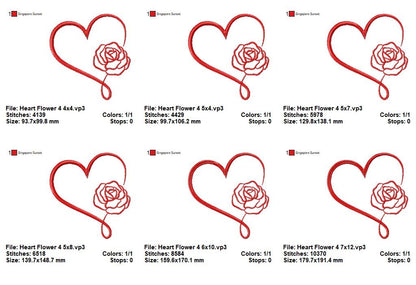 Forever Blooming Hearts - Satin Stitch - Machine Embroidery Design