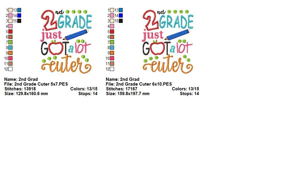 Second Grade Cutie - Applique – Machine Embroidery Design