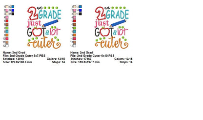 Second Grade Cutie - Applique – Machine Embroidery Design