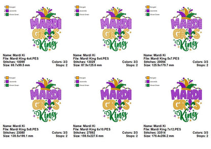 Mardi Gras King - Fill Stitch - Machine Embroidery Design